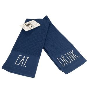 NEW Rae Dunn EAT & DRINK Kitchen Towel Set/2